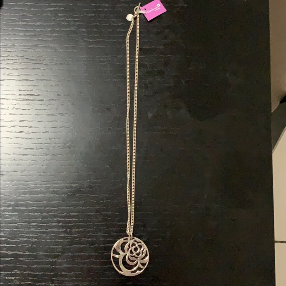 Necklace silver color with flower pendant